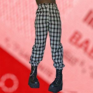 Plaid Black & White High Waisted Alt Trousers